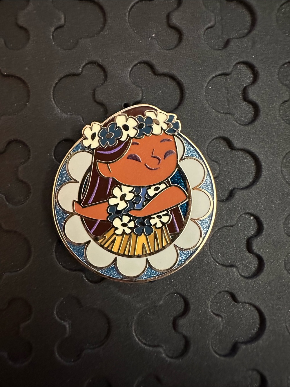 Disney Hula Girl Enamel Pin - Blue, White, Brown